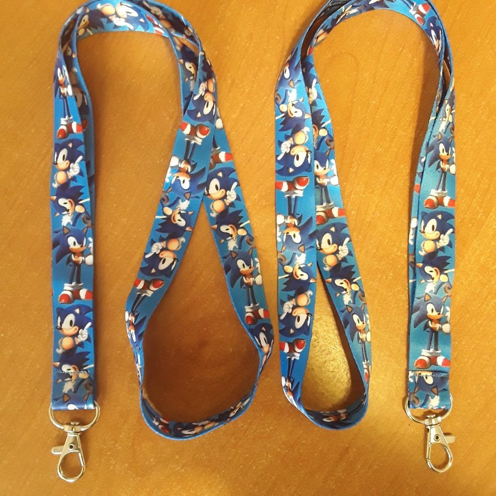 V1. Popular Sega Characters Sonic Hedgehog One Size Blue Lanyard & Clip (2pcs) A